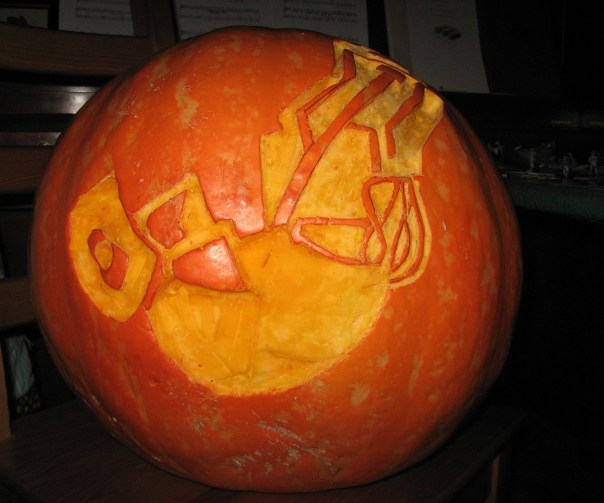 Behind the pumpkin to the right, you can see Mansions of Madness, set up and ready to be played!