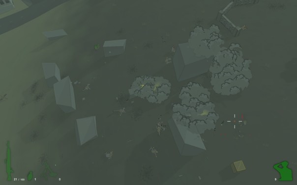 I appreciate how the reticle works: One reticle for where your mouse is pointing, and another tiny one for where your man is actually able to hit.