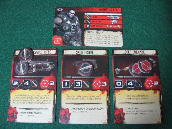 Damon Baird is such a weenie that I wanted to show his pic, but this was the only picture we took of the character/weapon cards that wasn't blurry. Damon Baird is such a weenie that I wanted to show his pic, but this was the only picture we took of the character/weapon cards that wasn't blurry.