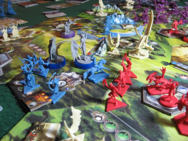 The game also contains them, but those hugely tall pieces are heroes, not giants. It's possible to see one in the distance, in the mountains. The game also contains them, but those hugely tall pieces are heroes, not giants. It's possible to see one in the distance, in the mountains.