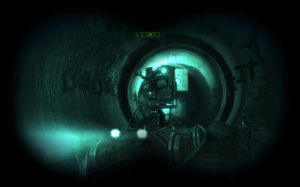 You never actually get to see the Nazis use any of their heavy equipment on the Communists though. It's a little bit disappointing that they have these battle-carts and a tank, and they only attack you with them.