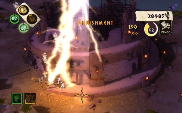 "PUNISHMENT!" the game tells you when you pull off a wicked string of kills. What it doesn't say is that it's directed at you, not at the workers you're gleefully slaughtering.