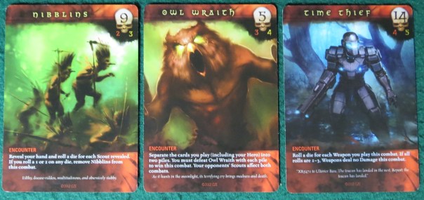 I really love the threat mechanic. Four decks, each filled with random and terrifying enemies. Good diversity without being overwhelming.