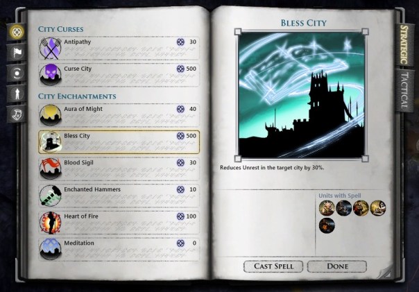 -30% city unrest is amazing. But check out that cost — 500 mana! I can cast that ridiculous fireball spell like 15 times for that!