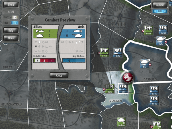 Those little sliders under "likely hits taken" indicate the chances of each result. White with an "R" means retreat. So in this battle, my forces will probably be unhurt, and might take 1 hit, but the enemy will likely get hashed.