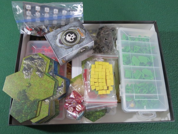 The Board Game Box Review gives this one star for being too small to comfortably and safely store all the components, especially once I put all the figures in Plano boxes.