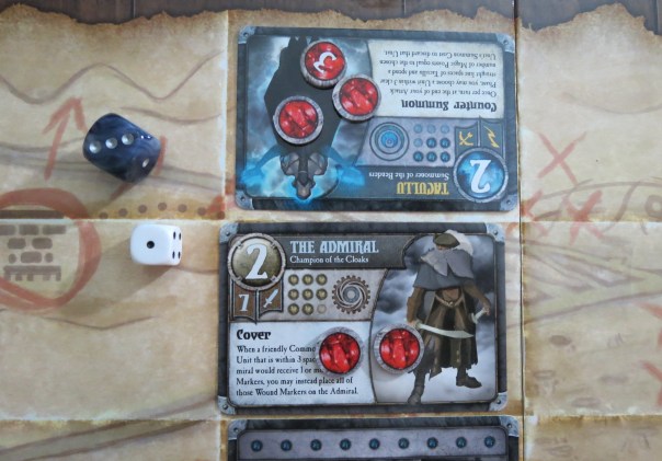 The Admiral has earned it. From Plaid Hat Games: "The Admiral was once a brilliant tactician in the Bender navy, until he lead an unauthorized assault on a Bender port town that had been occupied by the Fallen Kingdom. His actions earned him condemnation from his superiors, and a head wound that left him a simple-minded fool. Now he fights for the rebellious Cloaks, and though his mind is a shadow of what it once was, his sincerity and dedication to his fellow soldiers has made him a greatly loved figure among the Cloak rank and file, even if Vlox privately wishes it was otherwise."