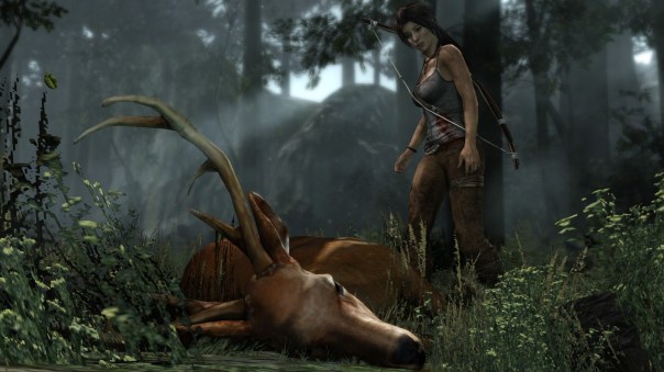 "Thank you for sacrificing your low-polygon low-resolution-textured body for me," Lara whispers in its ear.