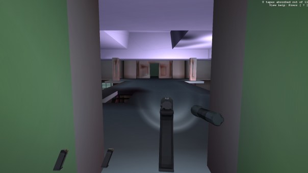 The Maglite is in the player's invisible left hand, brought under the gun-holding arm to help stabilize the weapon.