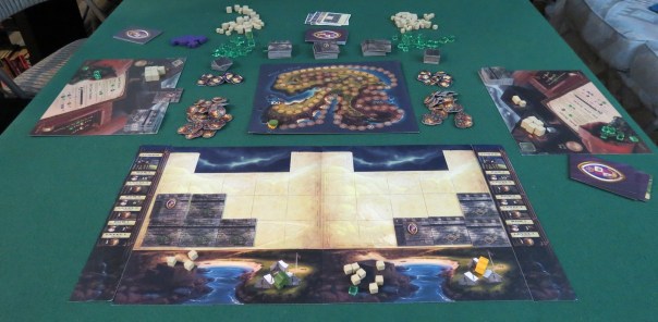 This is a photo of the game being played by two human people. Neither of them are shown in the picture.