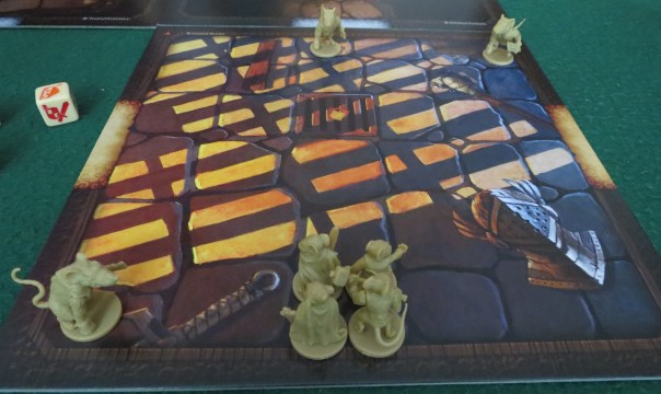 If I were the mice, I'd hide in the helmet and pick off the fat rats one by one.