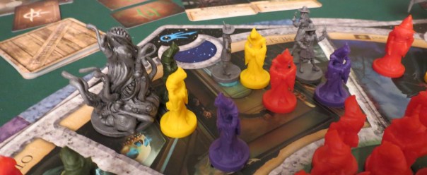 LFT: Teaching it. Seriously, this game is so weird, and so dependent on its wackadoo iconography, that the first game is a real pain. Worse, only half of each space's info is printed on the board. That was a terrible design call.