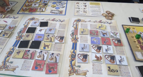 SALTCON SECRETS: I once took a class on manuscript illumination, and after playing this game I think I know more about it than Alf does. For instance, angels don't literally war against demons on the page. That doesn't happen. SALTCON SECRETS. SALTCON SECRETS: I once took a class on manuscript illumination, and after playing this game I think I know more about it than Alf does. For instance, angels don't literally war against demons on the page. That doesn't happen. SALTCON SECRETS.