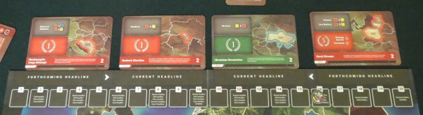 I'm convinced that the best CDGs have some uncertainty in their scoring criteria. The scoring cards of Twilight Struggle, the wars in Imperial Struggle, the reveals in Watergate, the bluffs in 13 Days... too much information is another form of too much permissiveness.