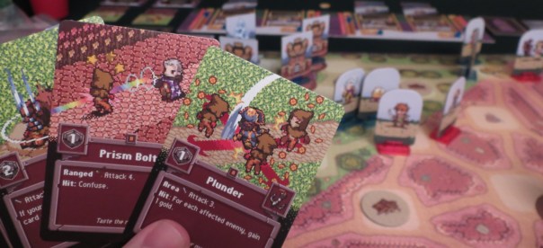 Some of my appreciation here is just how streamlined the game's bandwidth drain is. I don't need to keep one hundred little perks straight. Just a hand of eight cards, my four characters, and a basic memory of what my opponent can do. Also, I'm not playing competitively, which helps.