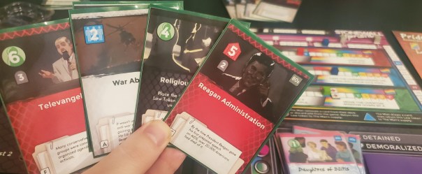 I love how "War Abroad" pretty much sticks in The Man's deck the whole game. Like, when are we not using "The War" to tell people they can't focus on something important at home?