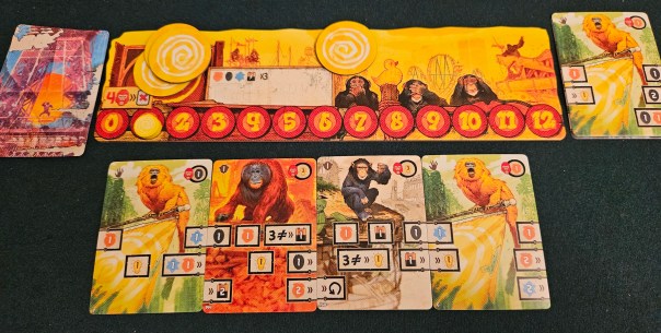 I like the three wise monkeys on the player boards. They suggest neither seeing, nor hearing, nor speaking about this game. I like the three wise monkeys on the player boards. They suggest neither seeing, nor hearing, nor speaking about this game.