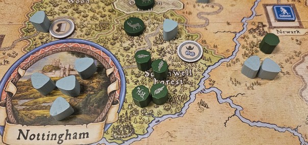 You can see Robin Hood. He's the bottom-most green piece, marked RH instead of with a feather. Cool guy, that Robin.