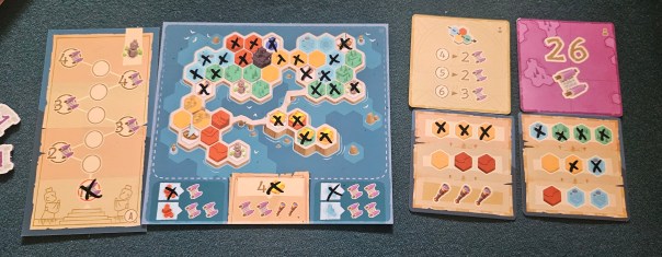 Basically, you play alone, but with a small deck of rotating cards that you mark off and then shuffle together. It's fine. Basically, you play alone, but with a small deck of rotating cards that you mark off and then shuffle together. It's fine.